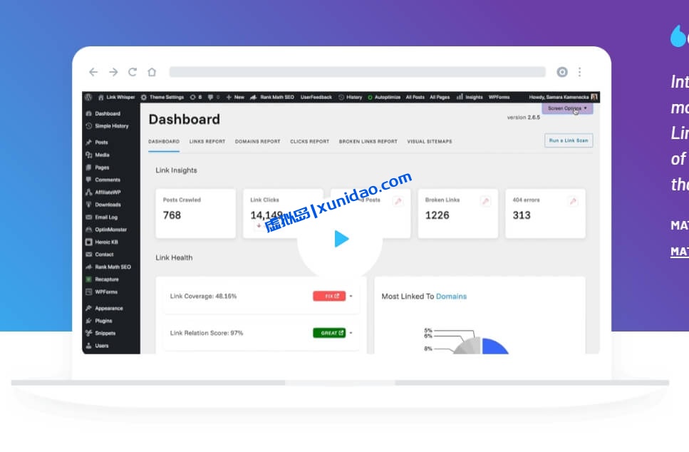 最新版Link Whisper Pro WordPress锚文本链接SEO插件破解版下载