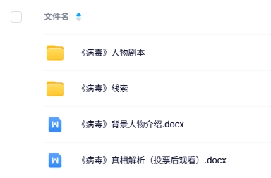 《病毒》4人剧本杀电子版资源网盘下载