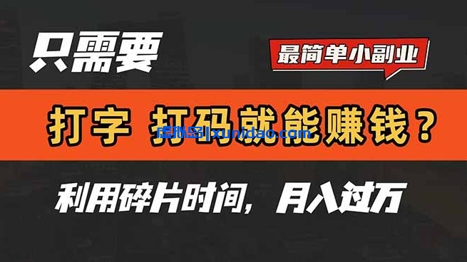 【森哥】打字赚钱打码赚钱小项目：超简单的兼职副业项目