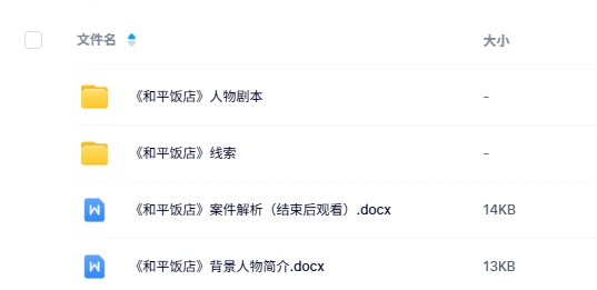 《和平饭店》5人剧本杀电子版资源网盘下载