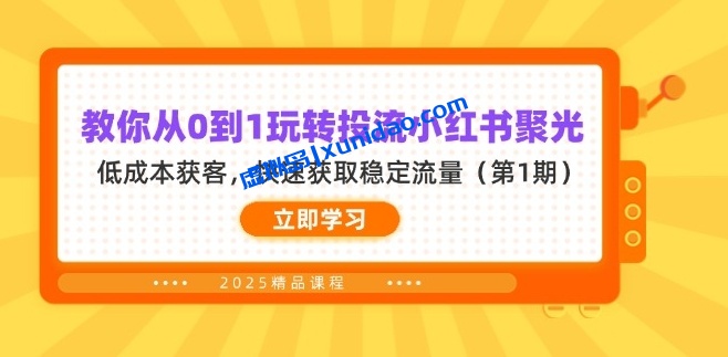 【钟小玲】小红书聚光付费投流赚钱教程:低成本稳定获客