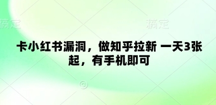 【皮皮】卡小红书漏洞做知乎拉新赚钱：手机操作日赚300+