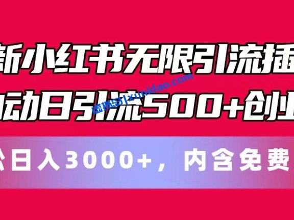 【首负】小红书全自动插件引流赚钱项目教程:日引500精准创业粉